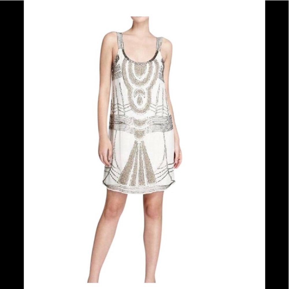 Renzo & Kai Ivory Silk Beaded Party Cocktail Dress